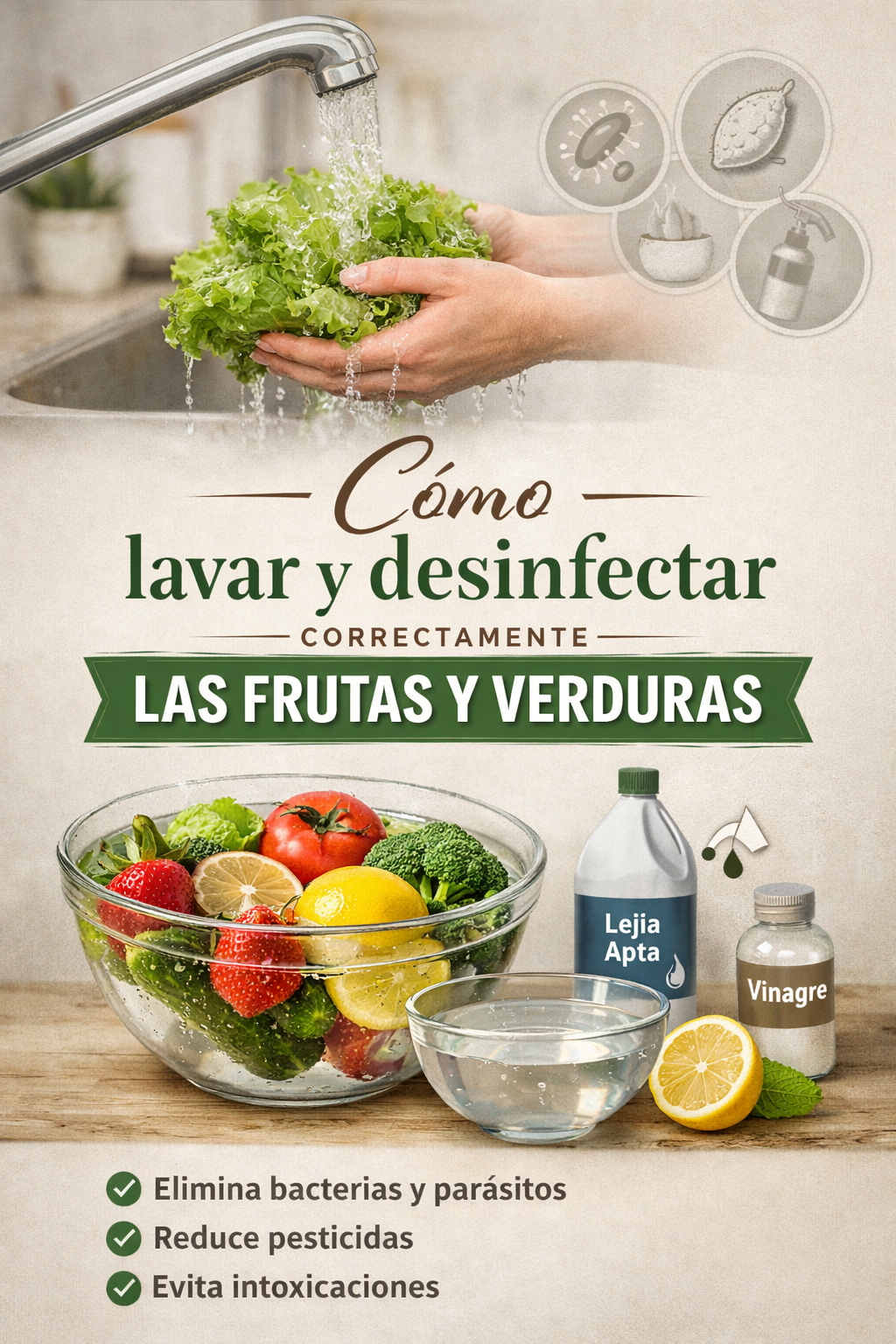 Cómo lavar y desinfectar correctamente las frutas y verduras para proteger tu salud