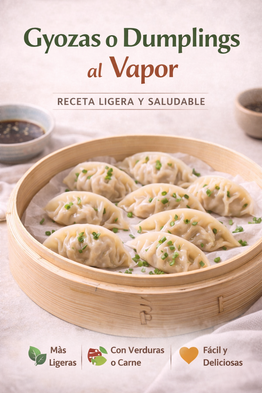 Gyozas o dumplings al vapor: receta ligera, sabrosa y fácil de preparar
