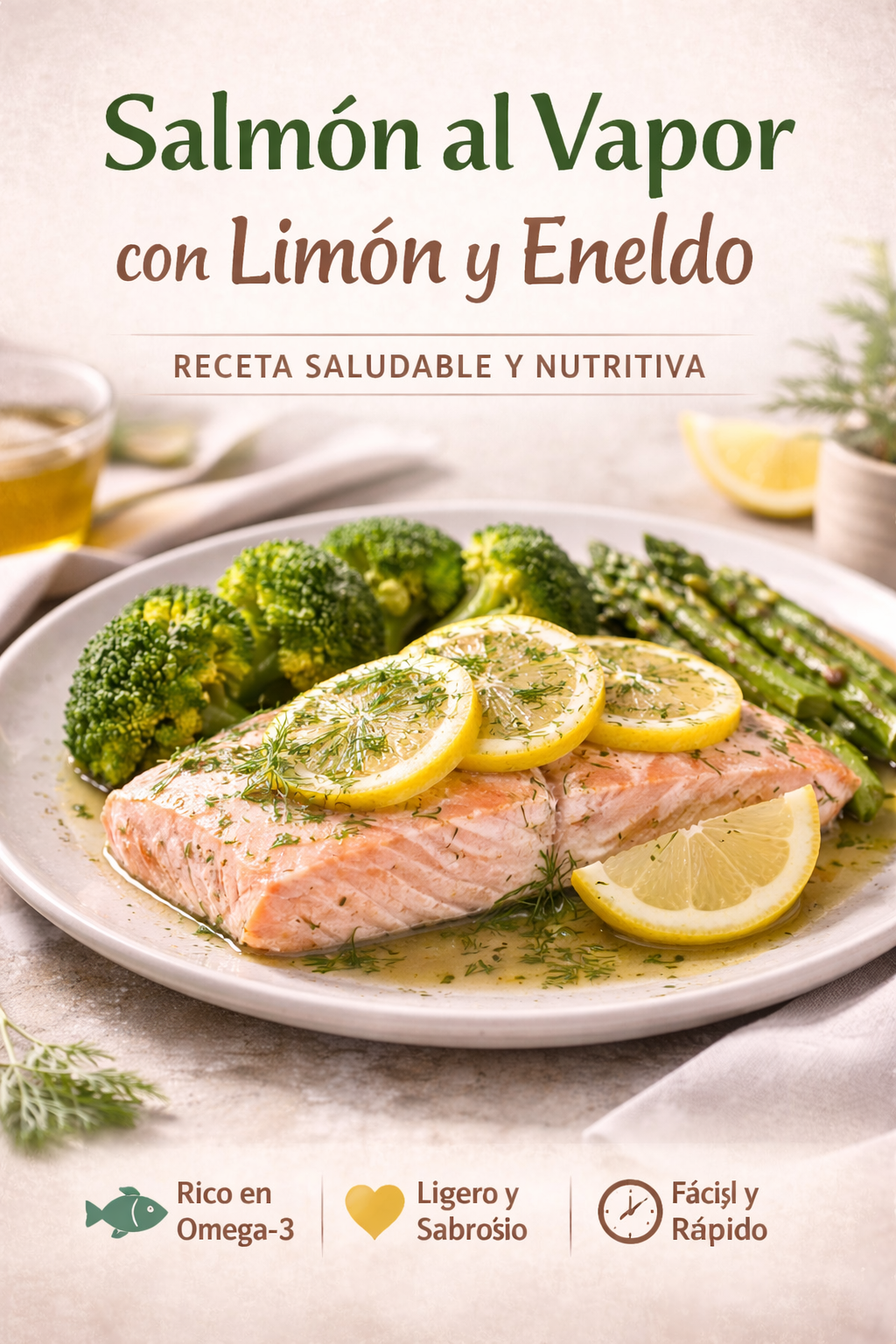 Salmón al vapor con limón y eneldo: receta saludable, ligera y llena de sabor