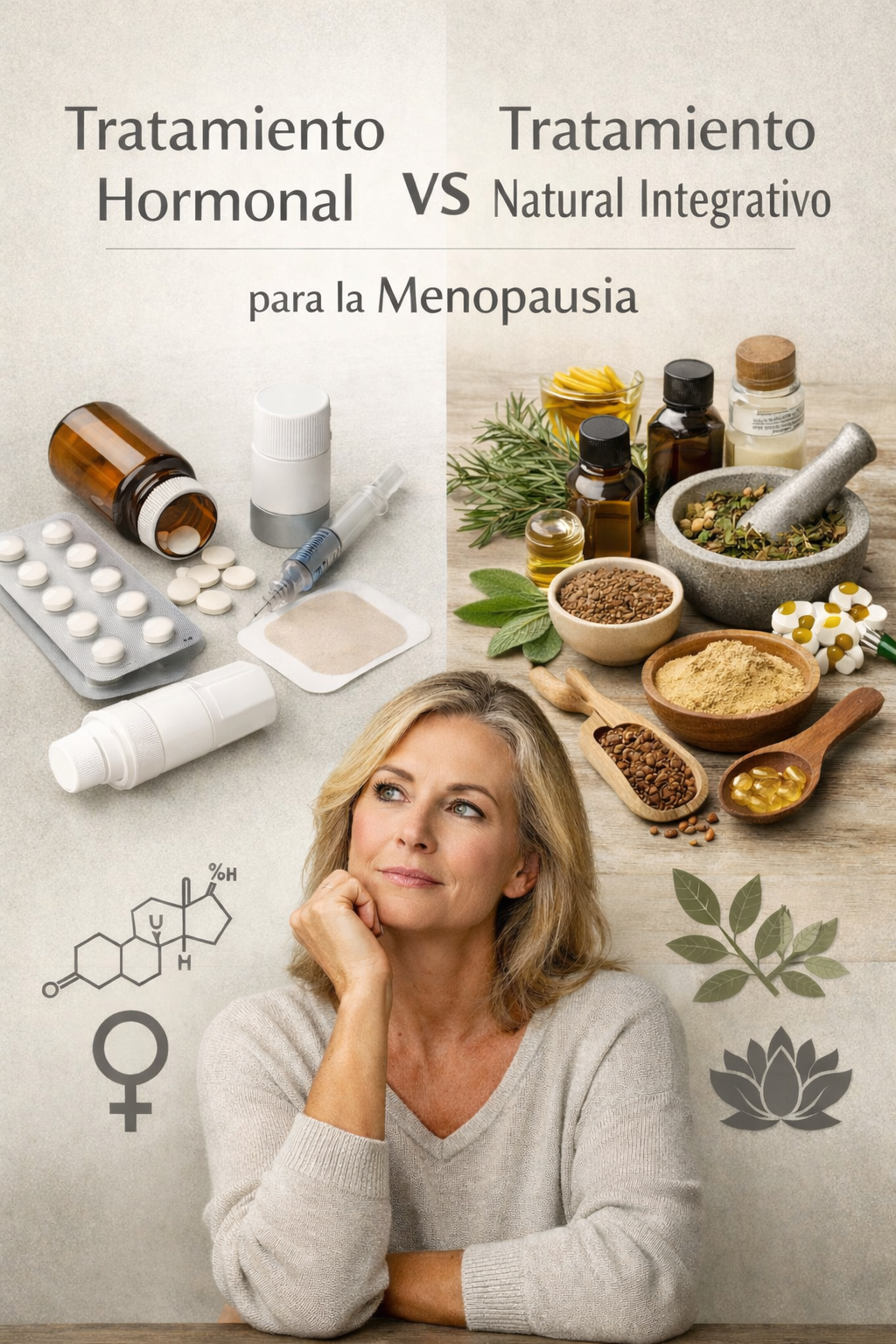 Diferencia entre tratamiento hormonal y tratamiento natural integrativo para la menopausia