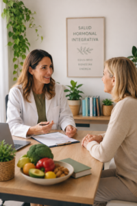 Consulta integrativa para mejorar la salud hormonal femenina durante la menopausia.